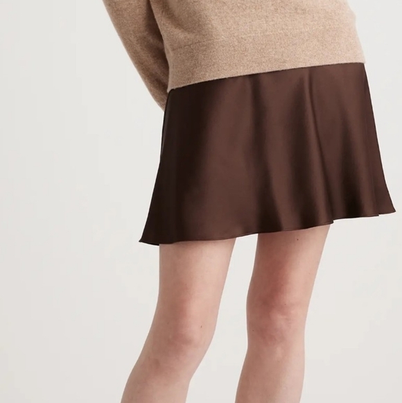 Quince Dresses & Skirts - Quince Washable Silk Mini Skirt Brown